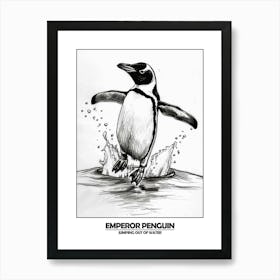 Penguin Jumping Out Of Water Poster 4 Art Print