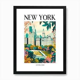 Central Park New York Colourful Silkscreen Illustration 2 Poster Art Print