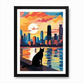 Chicago, United States Skyline With A Cat 3 Art Print