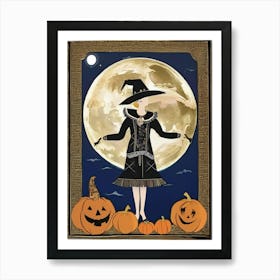 Witch With Pumpkins Art Print