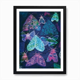 Floral Night Moths Art Print