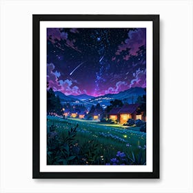 Anime City At Night aesthetic Art Print