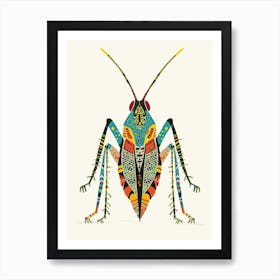 Colourful Insect Illustration Katydid 7 Art Print