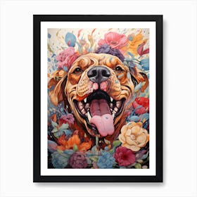 Dog With Flowers Art Print