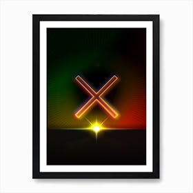 Neon Geometric Glyph in Watermelon Green and Red on Black n.0065 Art Print