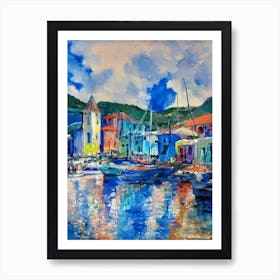 Port Of Gustavia Saint Barthélemy Abstract Block 1 harbour Art Print