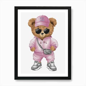 New York Girl Teddy Bear.Cool-Bear-Doll-Sublimation-Bundle Art Print