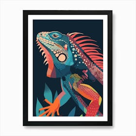 Blue Iguana Modern Illustration 7 Art Print