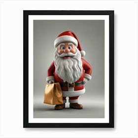 Santa Claus With Shopping Bag Art Print