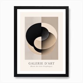 Galerie D'Art Abstract Geometric Circle Beige And Black 1 Art Print