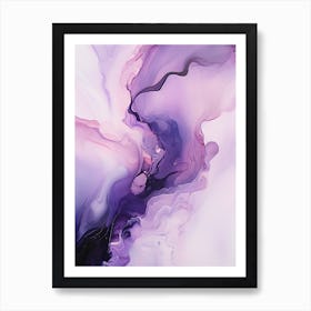 Lilac And Black Flow Asbtract Painting 0 Art Print