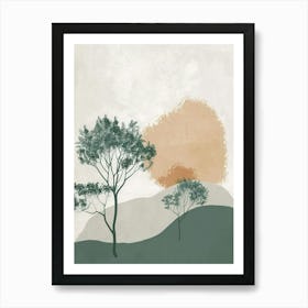 Peach Tree Minimal Japandi Illustration 4 Art Print