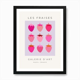 Les Fraises | 03 – Pink And Purple Strawberries Fruit Art Print