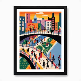 Millennium Bridge, London, England, Colourful 4 Art Print