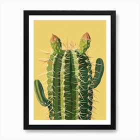 Mammillaria Cactus Minimalist Abstract Illustration 2 Art Print