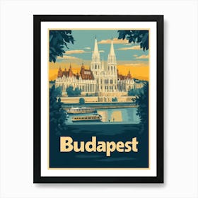 Aihrgdesign A Retro Travel Poster For Budapest Featuring The 2 Art Print