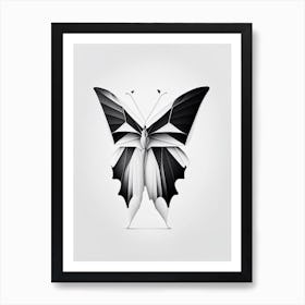 Brimstone Butterfly Black & White Geometric 1 Art Print