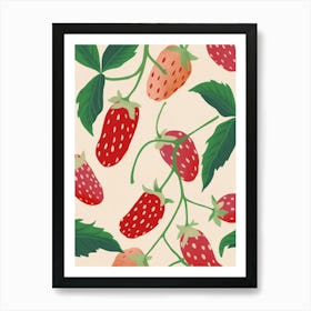 Strawberry Pattern Illustration 1 Art Print