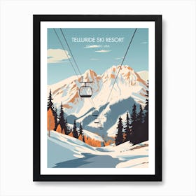 Poster Of Telluride Ski Resort   Colorado, Usa, Ski Resort Illustration 2 Art Print