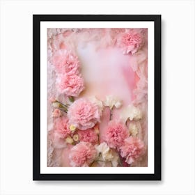 Pink Carnations On Lace 2 Art Print