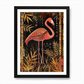 Greater Flamingo And Bamboo Boho Print 2 Art Print