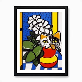 Hydrangea With A Cat 3 Pop Art Style Art Print