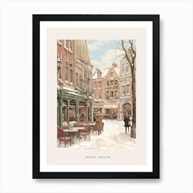 Vintage Winter Poster Bruges Belgium 6 Art Print