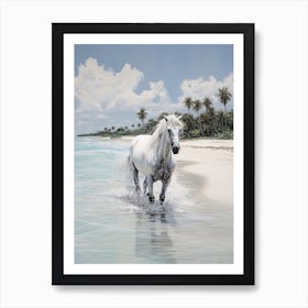 A Horse Oil Painting In Seven Mile Beach, Grand Cayman, Portrait 4 Art Print