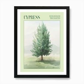 Cypress Tree Atmospheric Watercolour Painting 3 Poster Art Print