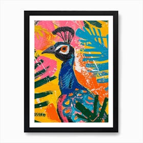 Colourful Tropical Peacock Painting 1 Art Print