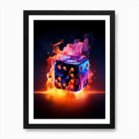 Dice In Flames Art Print