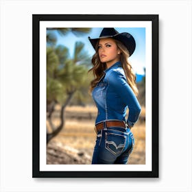 Cowgirl In Jeans 5 Art Print