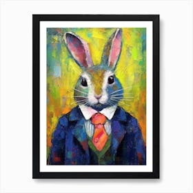 Cute Fashionable Rabbit In Suit 2 Art Print