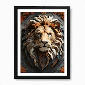 Lion Head mozaik Art Print