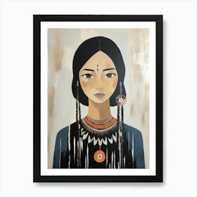 Native American Woman, Boho Art Style Art Print