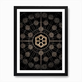 Geometric Glyph Radial Array in Glitter Gold on Black n.0336 Art Print