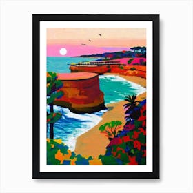 La Jolla Cove, San Diego, California Hockney Style Art Print