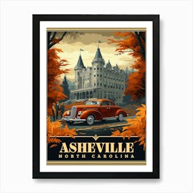 Vintage Asheville, North Carolina Poster Art Print