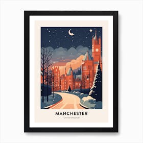 Winter Night  Travel Poster Manchester United Kingdom 3 Art Print