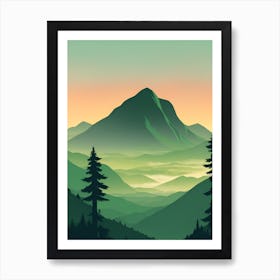 Misty Mountains Vertical Composition In Green Tone 23 Art Print