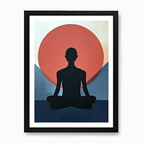 Silhouette Of A Man In Meditation, Minimalism Art Print