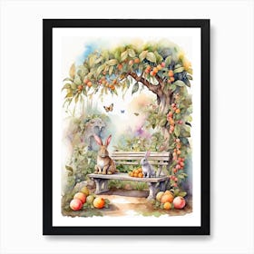 OLD STONE BENCH GARDEN Art Print