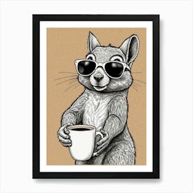 Squirrel In Sunglasses 3 Art Print