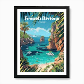 French Riviera Island Travel Art Illustration Art Print