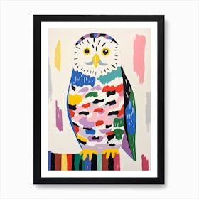 Colourful Kids Animal Art Snowy Owl 2 Art Print