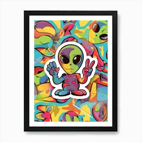 Alien Sticker Art Print