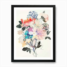 Peony 3 Collage Flower Bouquet Art Print