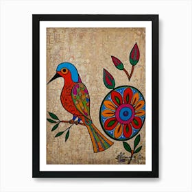 Default Traditional Indian Madhubani Style Painting Of A Birds 1 (1) Art Print