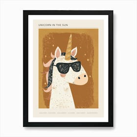 Unicorn With Sunglasses On Muted Pastel 2 Poster Art Print