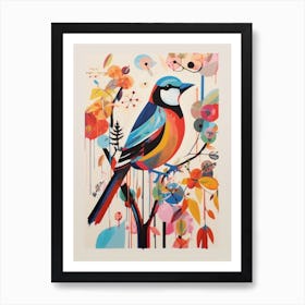 Colourful Scandi Bird House Sparrow 1 Art Print